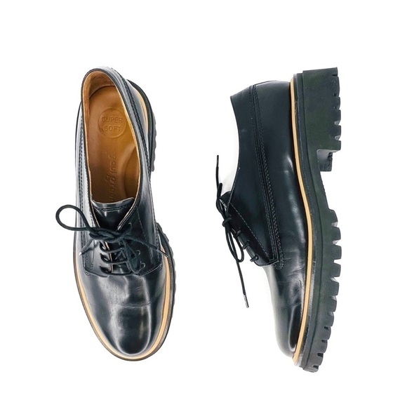 Paul Green Oxford Shoes Size 9 Laced Super Soft Black Leather Lug Sole Menswear - Picture 15 of 16